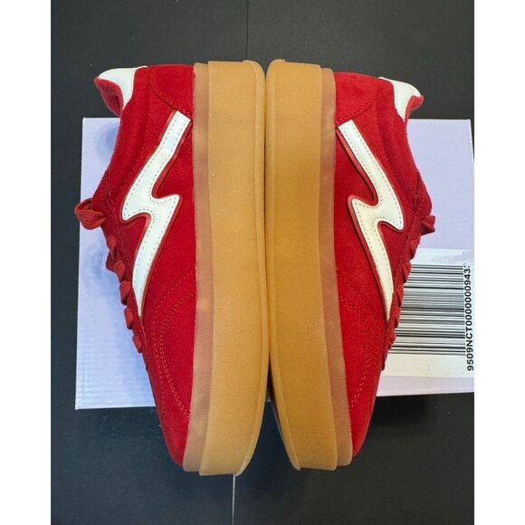 Madden Girl Shoes Womens 8 M Red Mightty Lace-up Gum Sole Low-Top Sneakers Giia - Picture 2 of 11